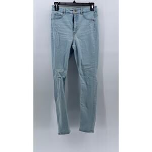 H&M & DENIM Women's Light Blue Distressed Ultra High-Rise Curvy Jeggings SZ 6